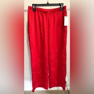 NWT Red Satin Wide-Leg Pants